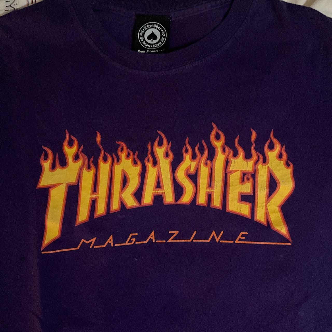 Thrasher purple on sale flame t shirt