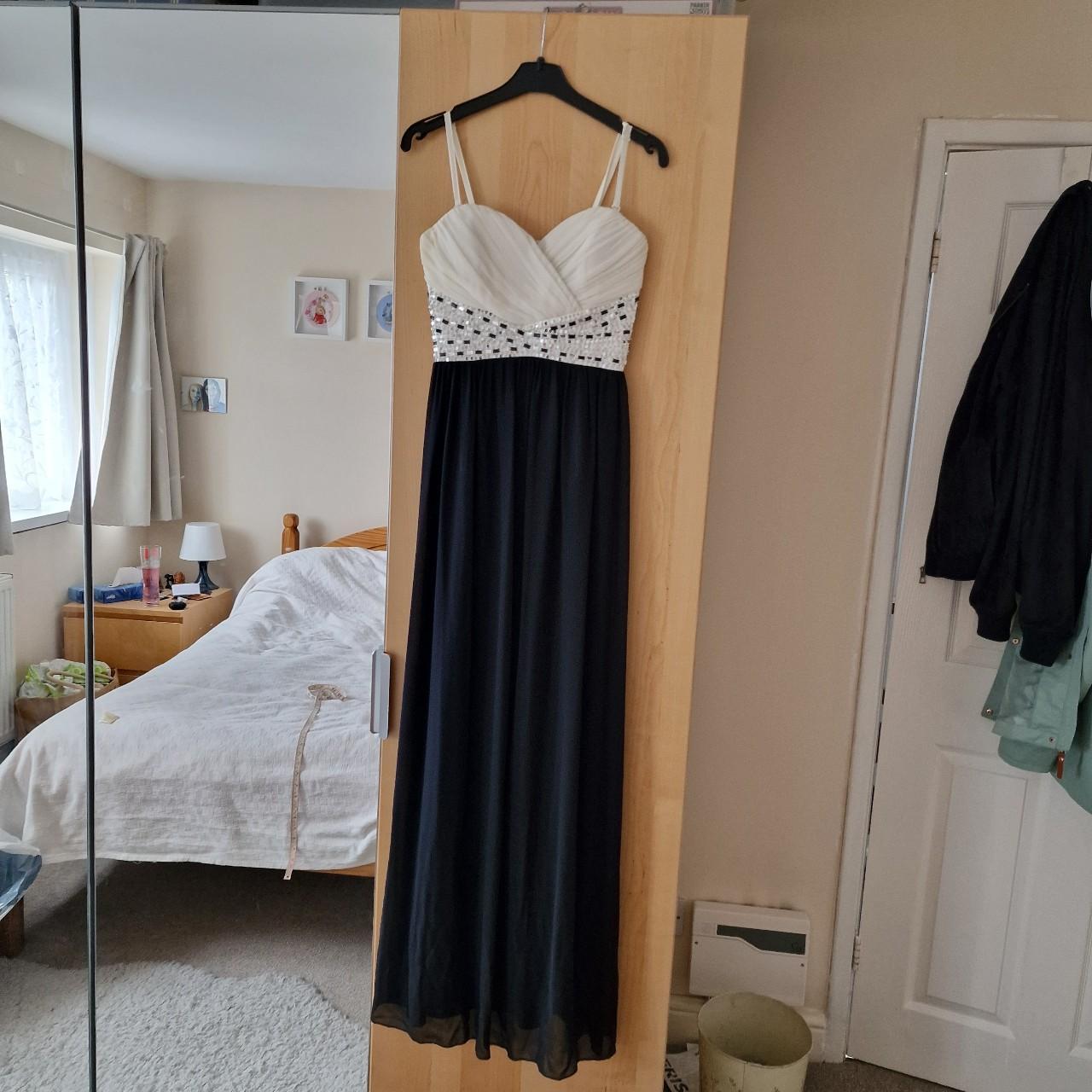 Jane Norman Black And White Maxi Prom Dress UK Size Depop