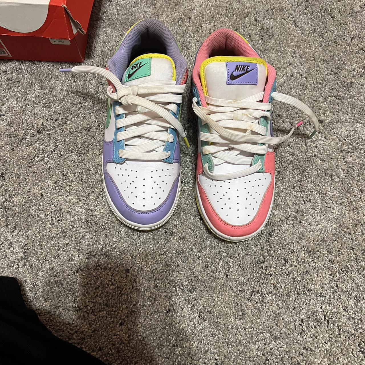 pink and purple running shoes