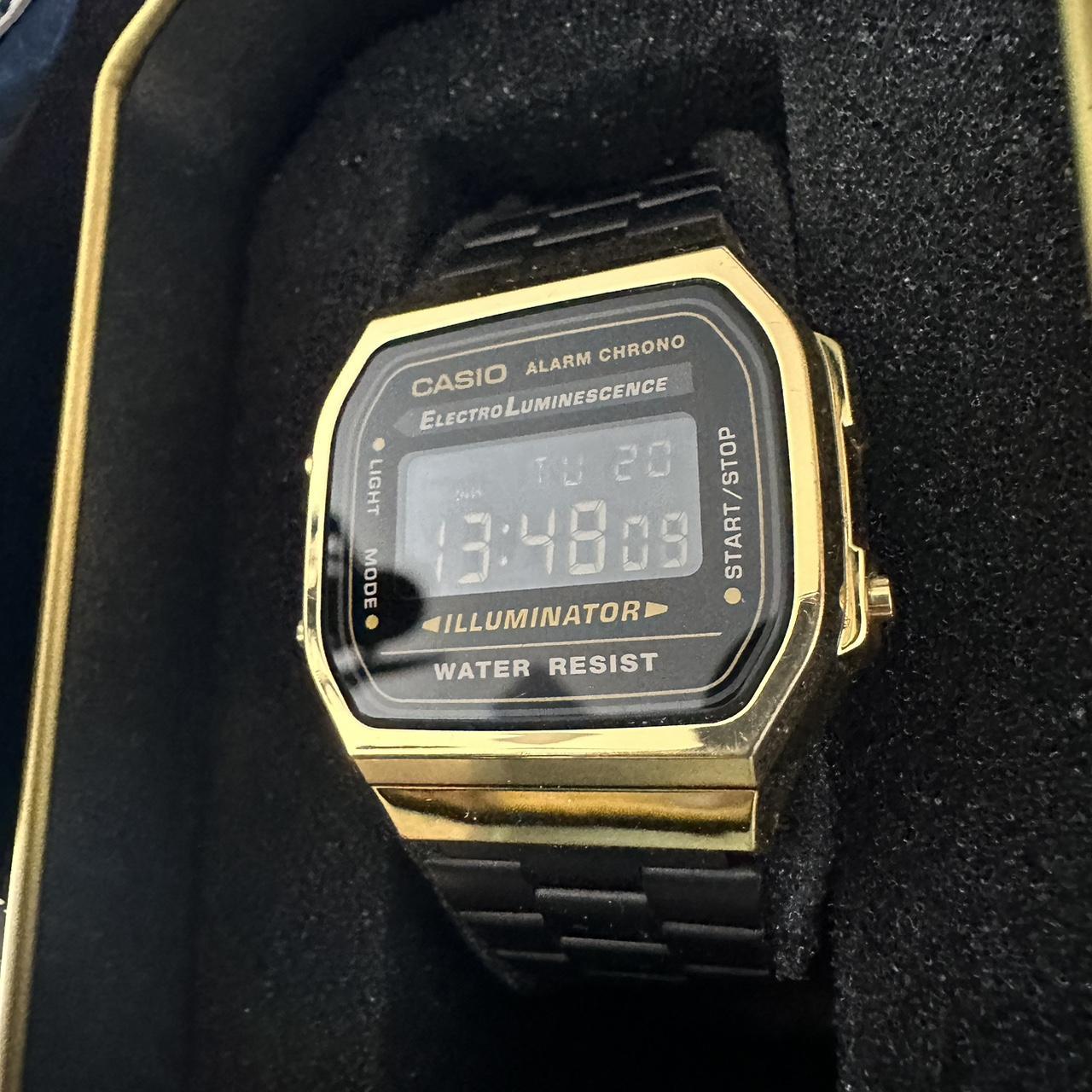 Casio Men's Black and Gold Watch | Depop