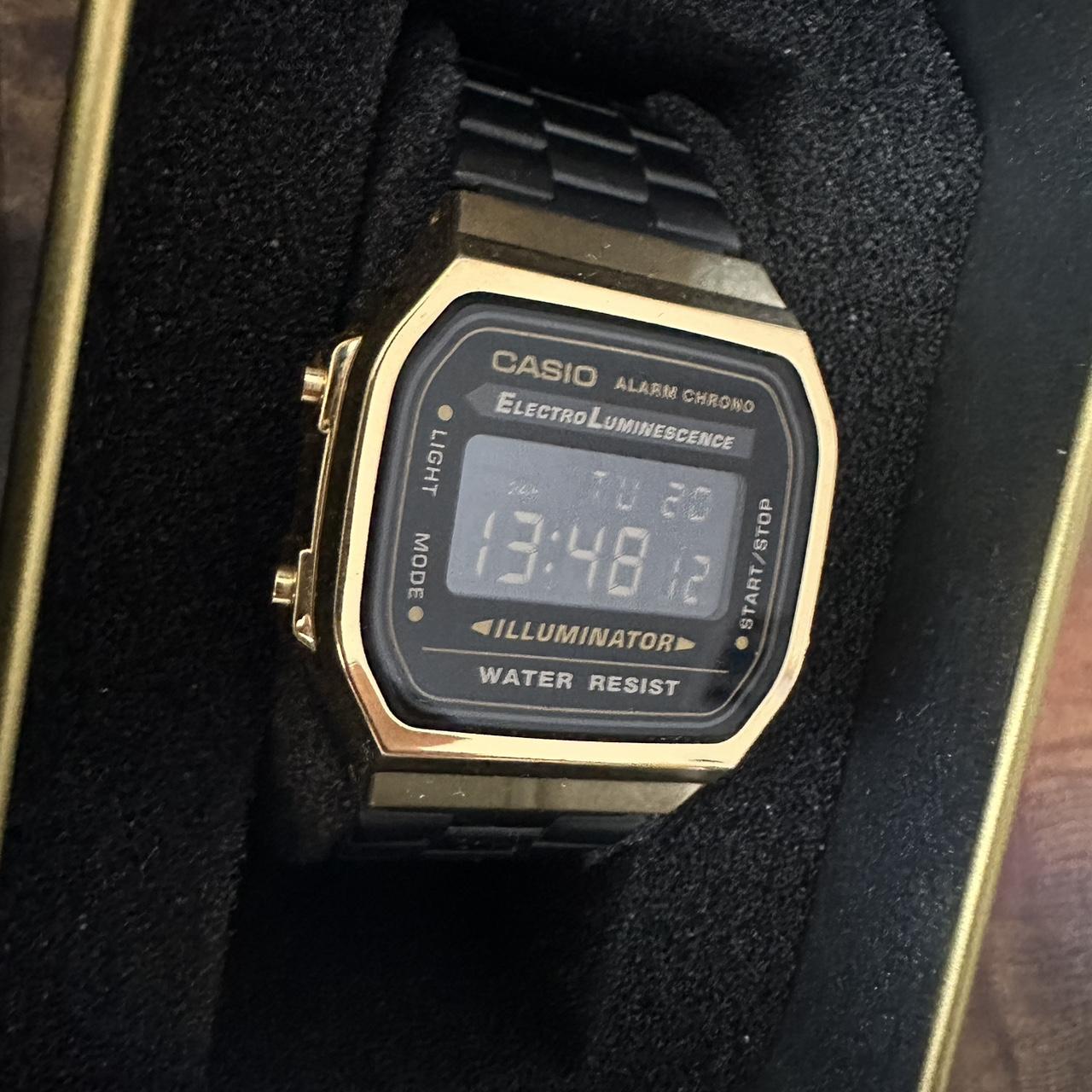 Casio Men's Black and Gold Watch | Depop