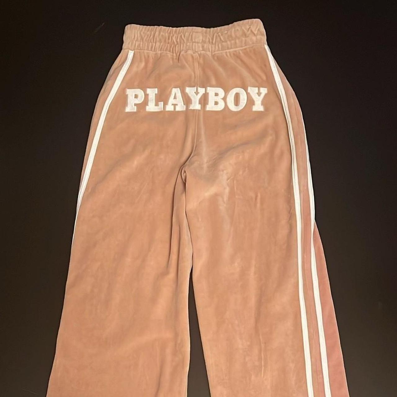 Pink Playboy Velour Track Pants