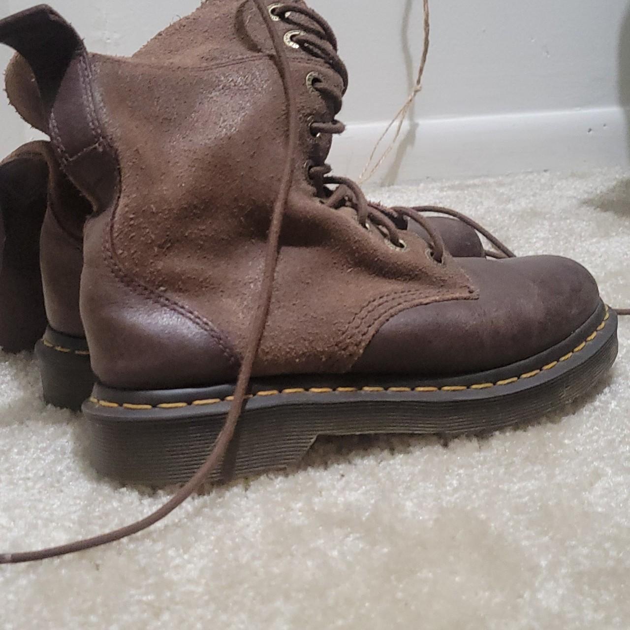 Brown Hazil tall slouch doc martens. An older style