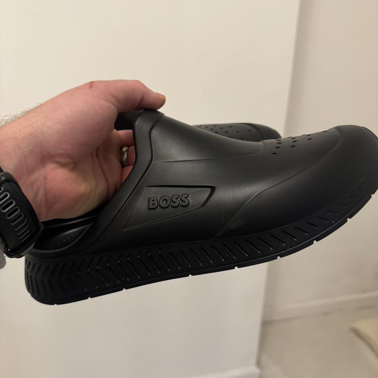 mens black hugo boss sliders