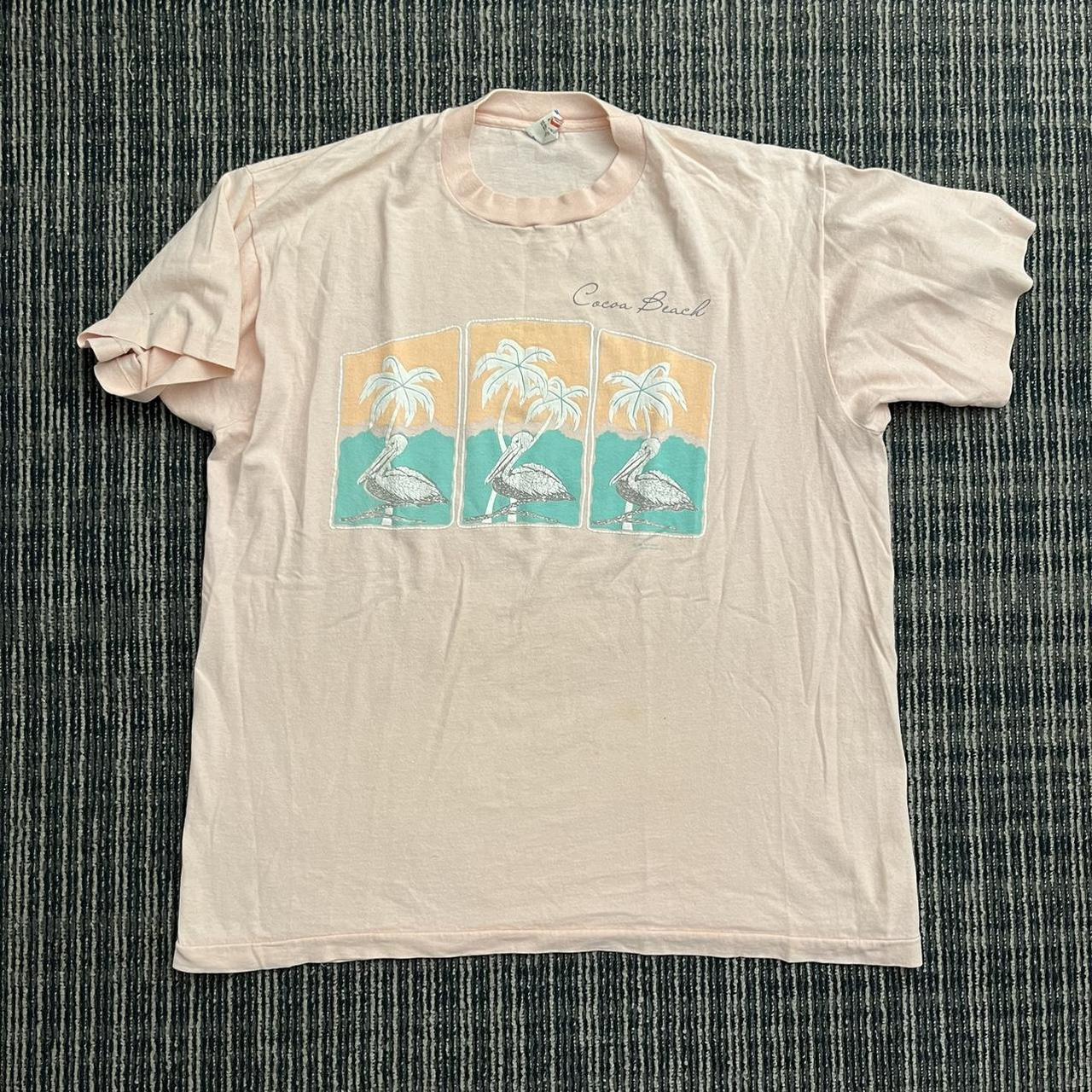 Adult Large Vintage 90s Flamingo Cocoa Beach T-Shirt... - Depop