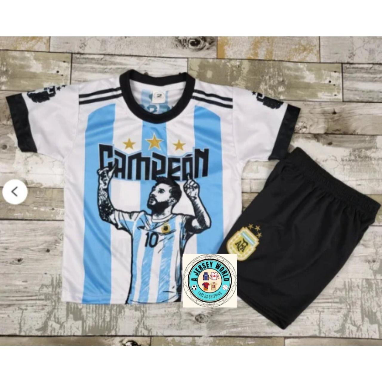 Argentina Messi Campeon kids uniform/ includes - Depop