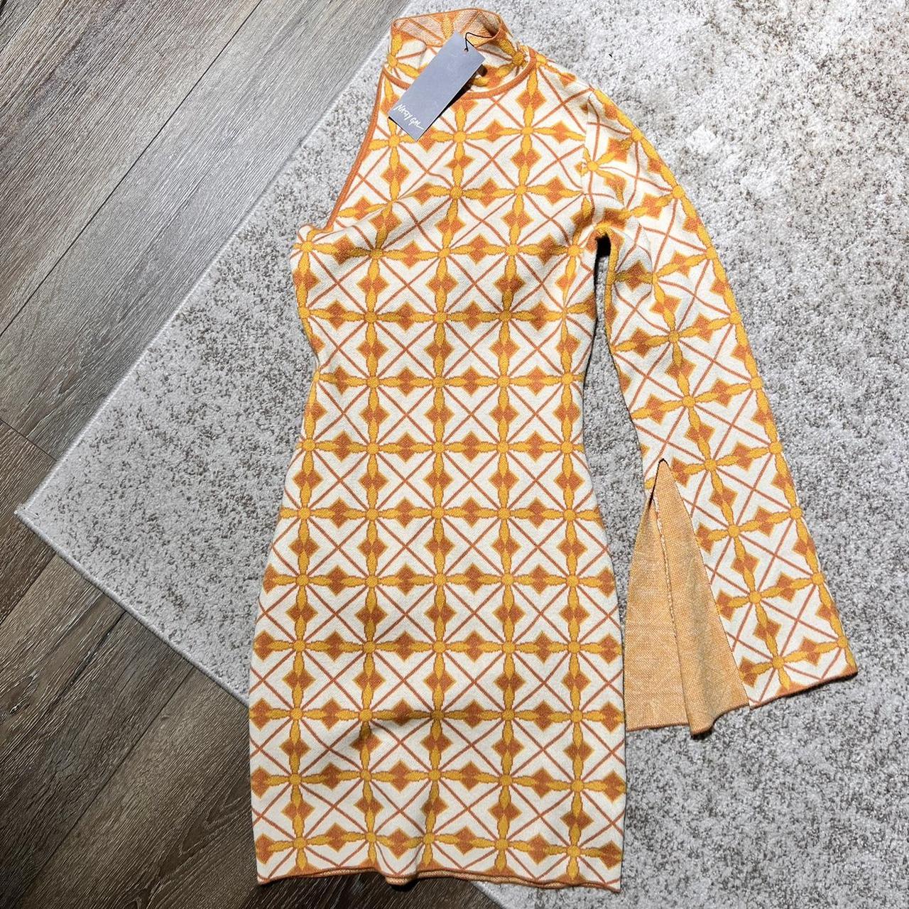 Nasty Gal Women's Orange and Cream Dress Depop