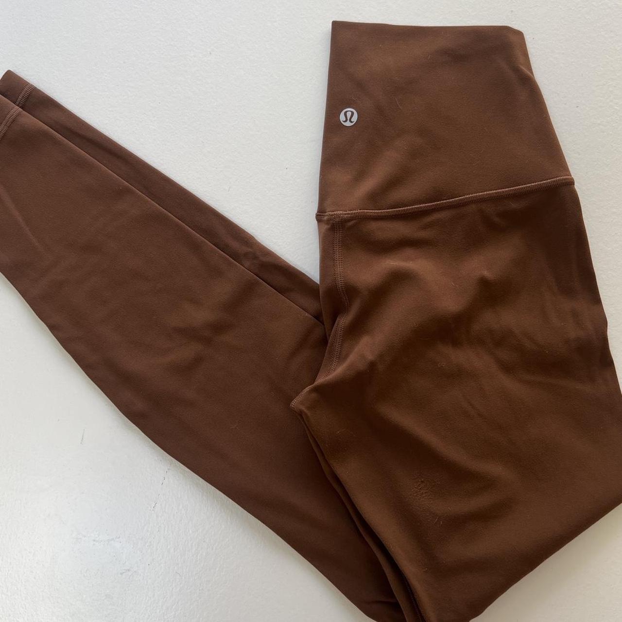 Size 6 Lululemon brown pattern cropped pants, wunder - Depop