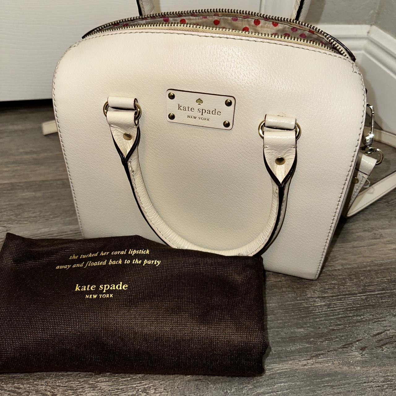 Buy the Kate Spade Beige Ostrich Embossed Leather Large Shoulder Tote Bag  Handbag | GoodwillFinds