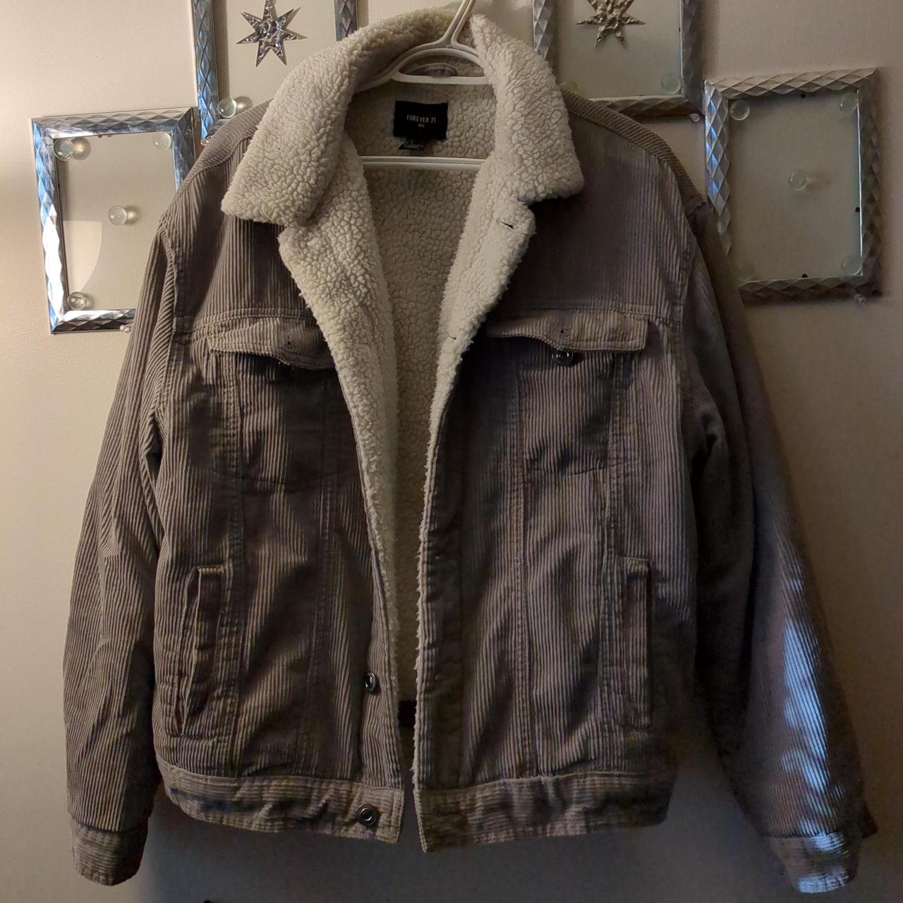 Forever 21 Men's Large Grey Corduroy Jacket - Wore... - Depop