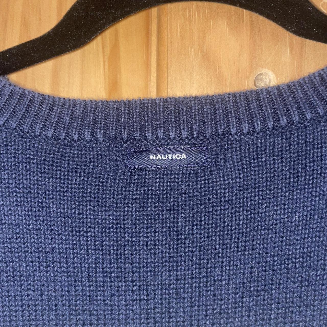 Nautica Yellow Navy Blue and White Stripped Sweater... - Depop