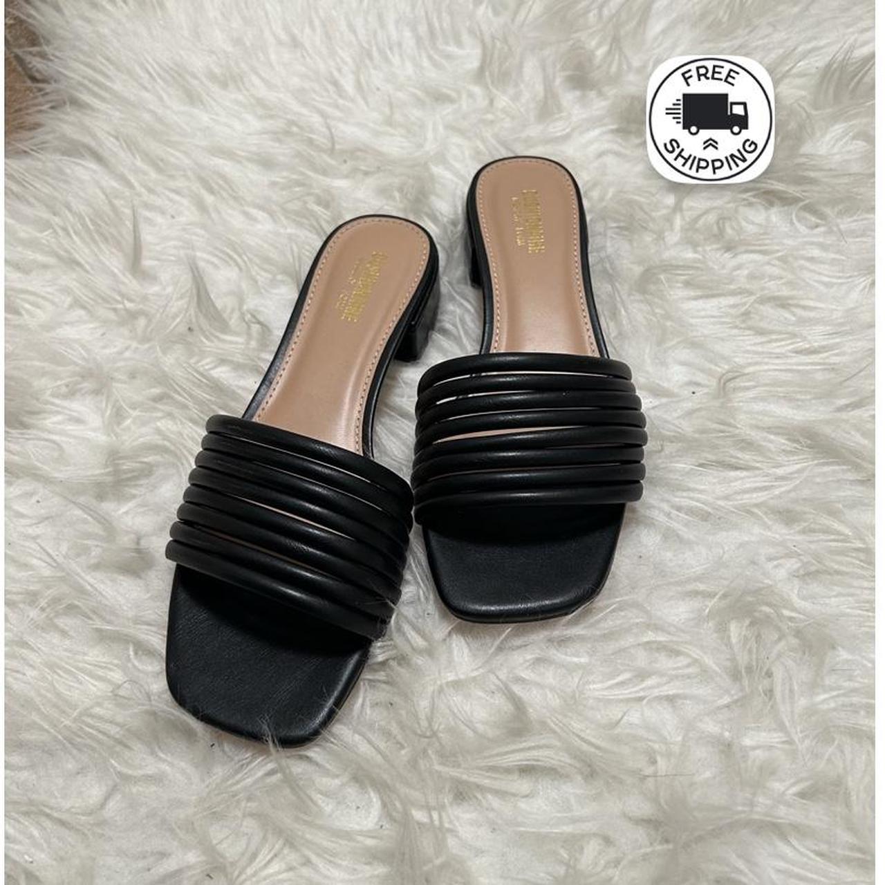 Elegant Black Sandals For Women, Minimalist Chunky Heeled Mule Sandals |  SHEIN USA