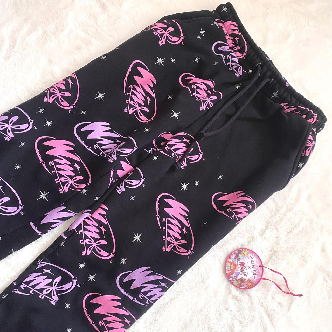 Dolls Kill Women's Black and Pink Joggerstracksuits Depop