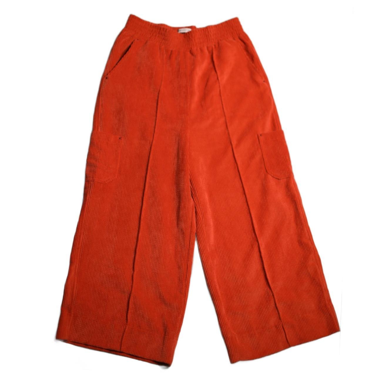 Orange Wide Leg Corduroy Pants size: large color:... - Depop