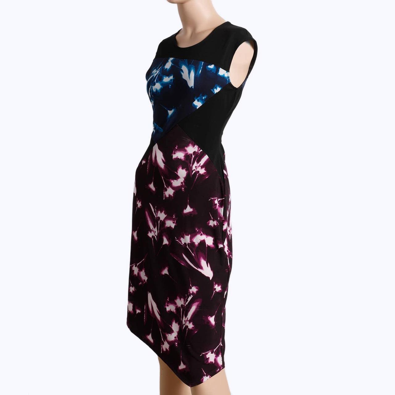 BCBGMAXAZRIA Multicolor Asymmetrical Sleeveless Midi