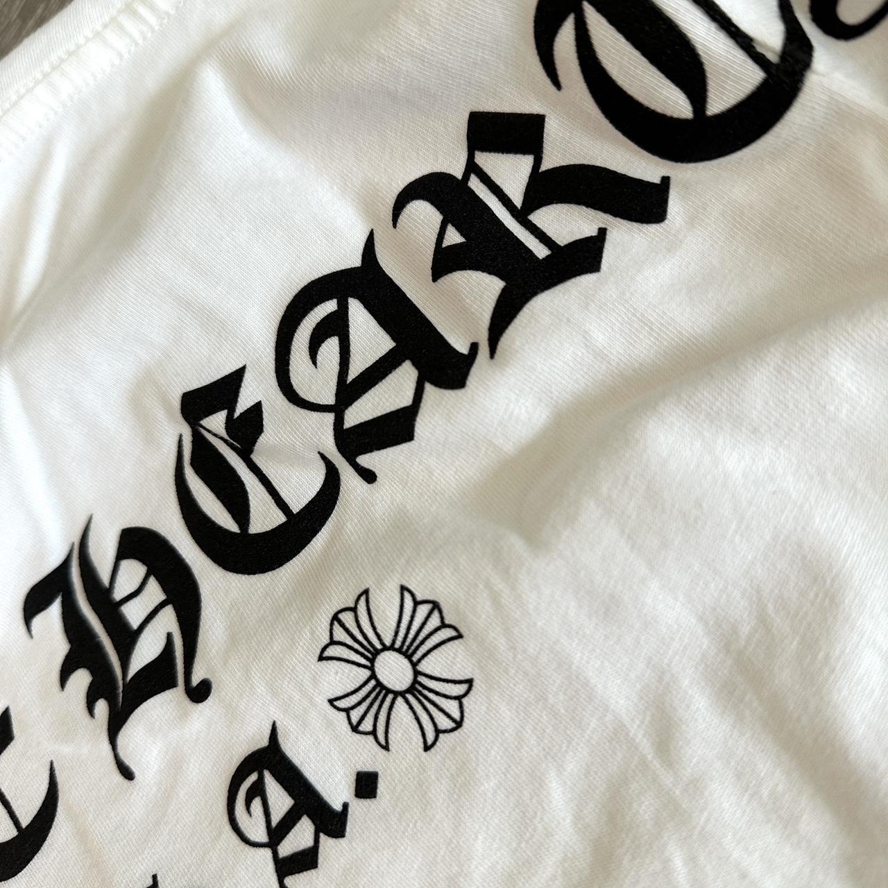 Chrome Hearts Men's White and Black T-shirt | Depop