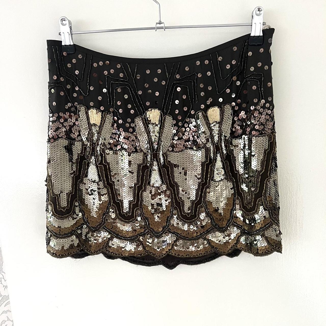 Karen Millen Stunning Silk Sequin Mini Skirt Size Uk... Depop