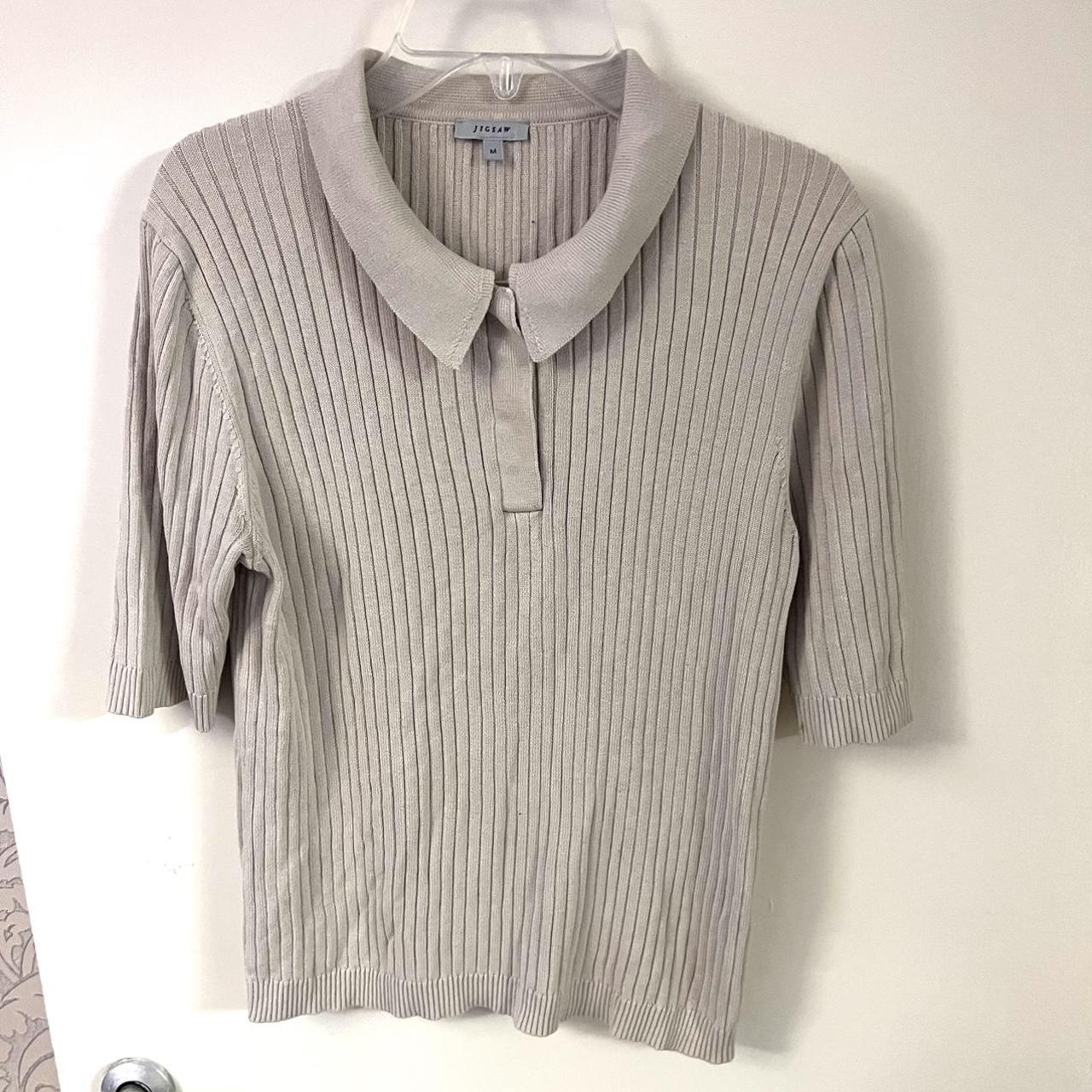 Jigsaw Silk Blend Rib Polo Neck Knit Top Size... Depop