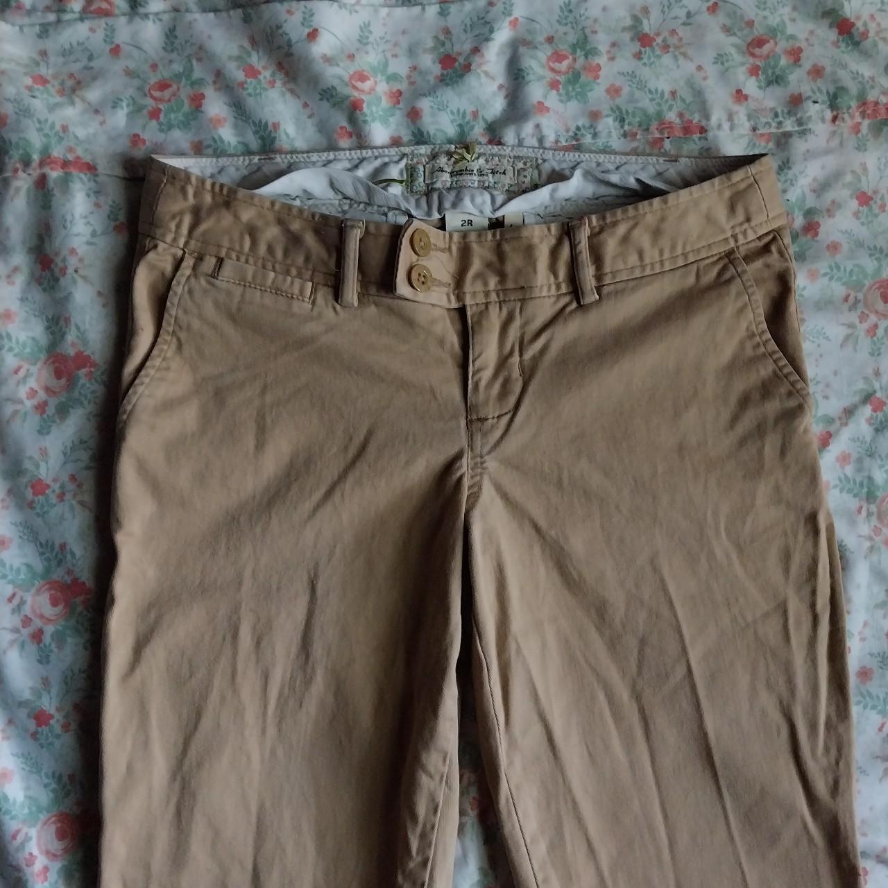 Y2k Abercrombie & Fitch flared low-rise khaki pants.... - Depop