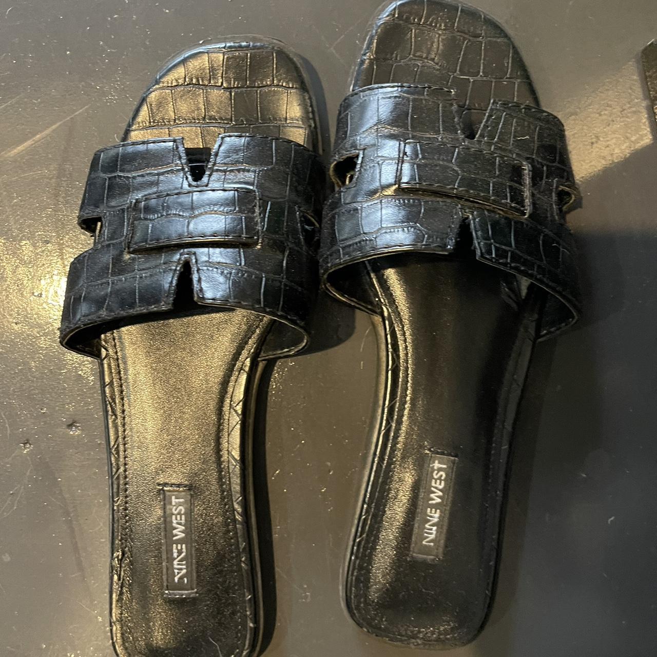 Nine West Giselle sandals in black croc no longer... - Depop