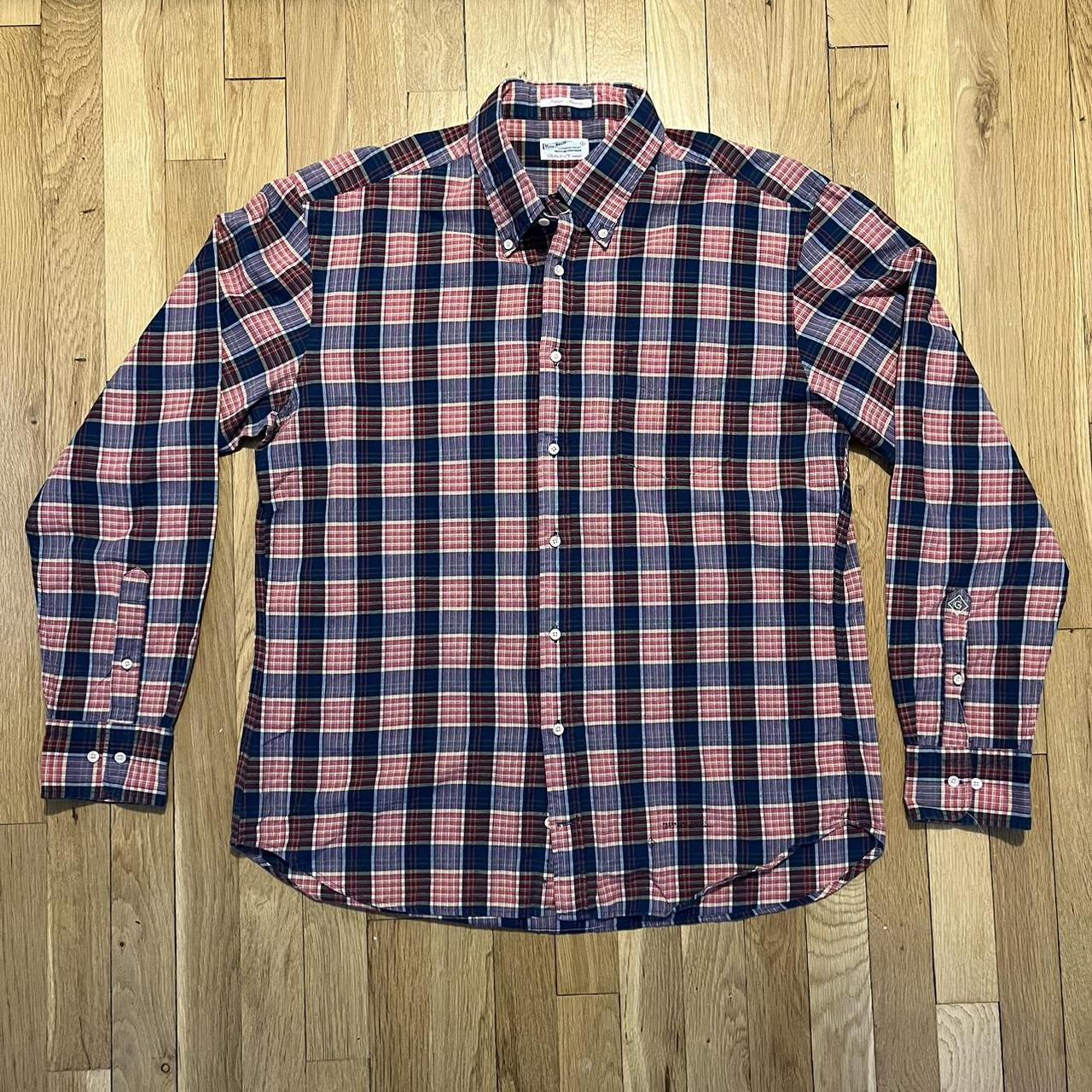 #Vintage #GantRugger Shirt Blue Red White Plaid... - Depop