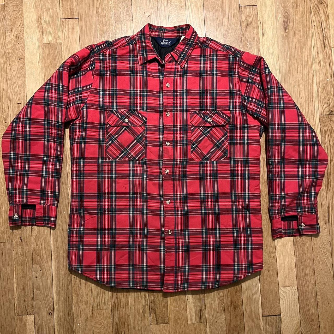 Vintage Woolrich Fishing Themed Print Flannel Shirt - Depop