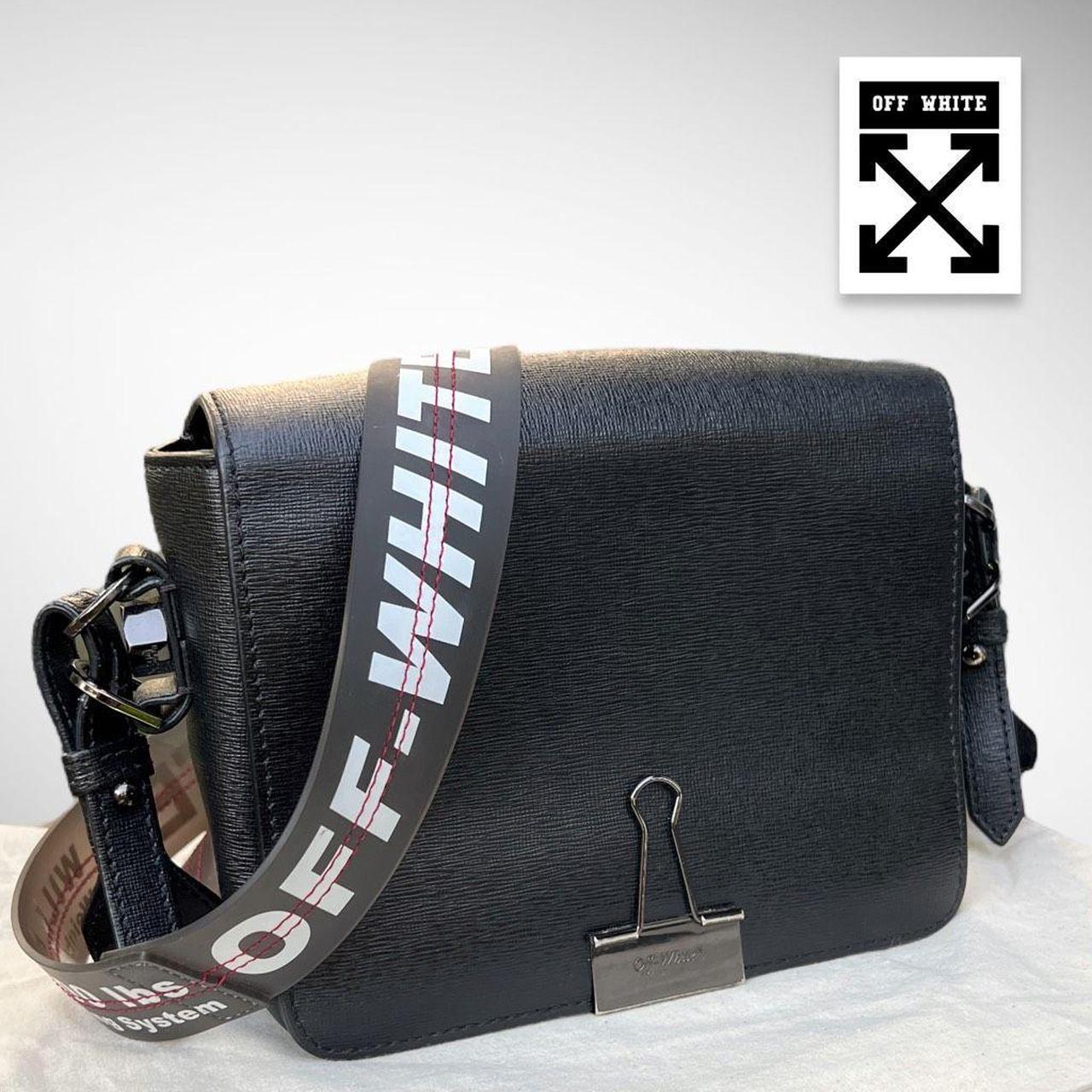 Off-White Black Leather Binder Shoulder Bag