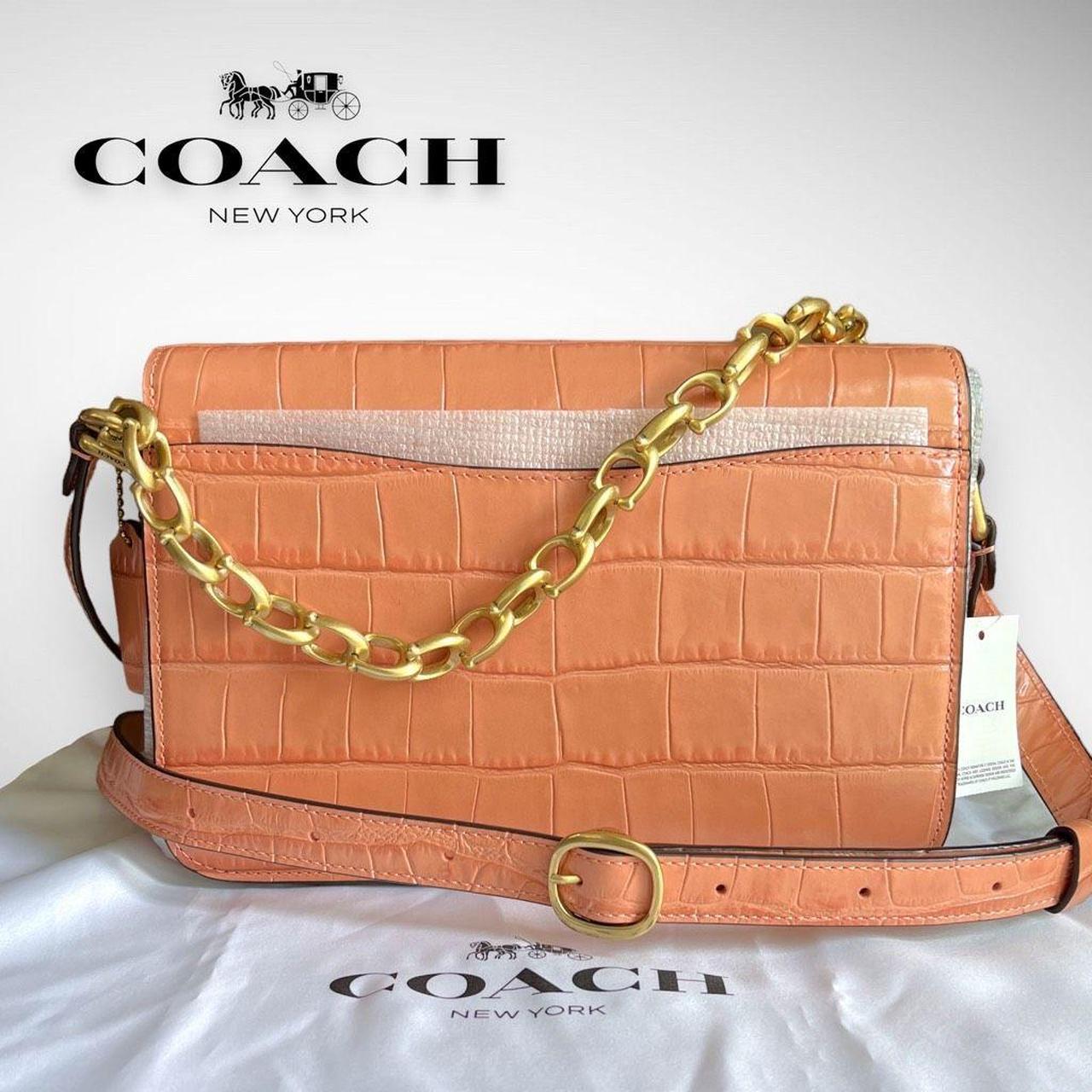 COACH Signature Pink & Orange Coated Canvas w. Leather N/S Crossbody Bag