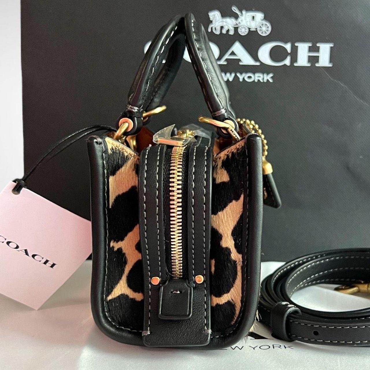 COACH®: Rogue Top Handle 12 In Haircalf With Leopard Print