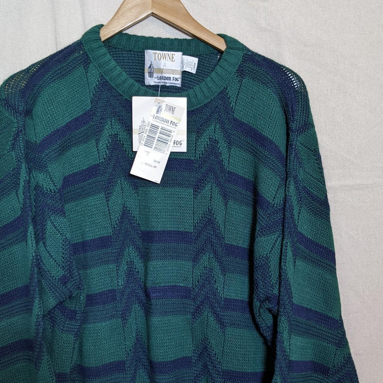 London Fog Men's Green and Navy Jumper