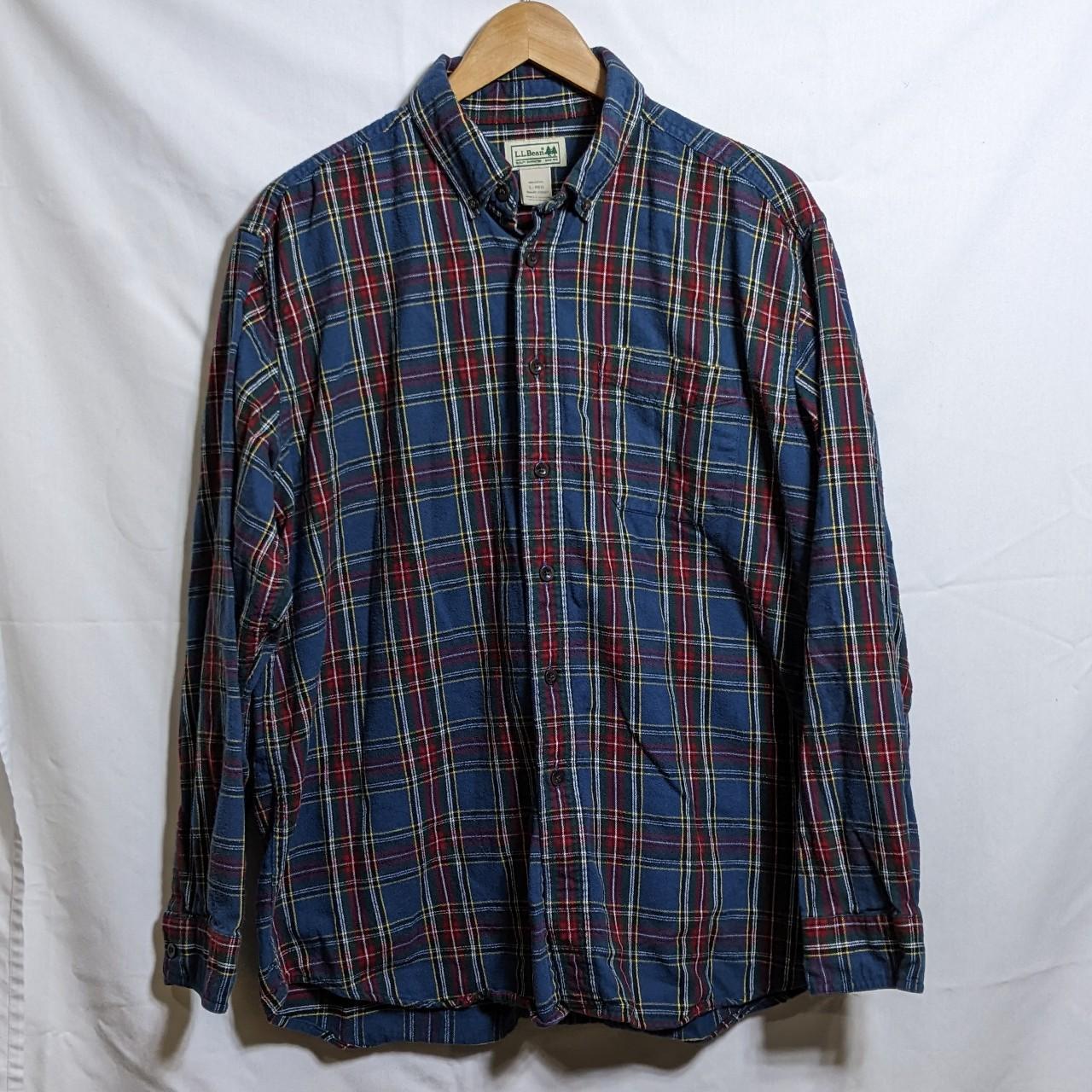 L.L.Bean Men's Blue and Red Shirt | Depop