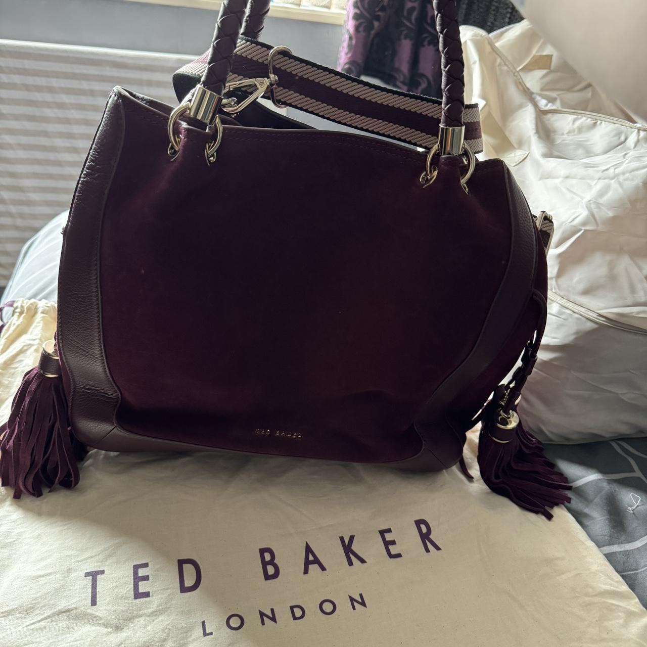 Large burgundy Ted Baker handbag Suede