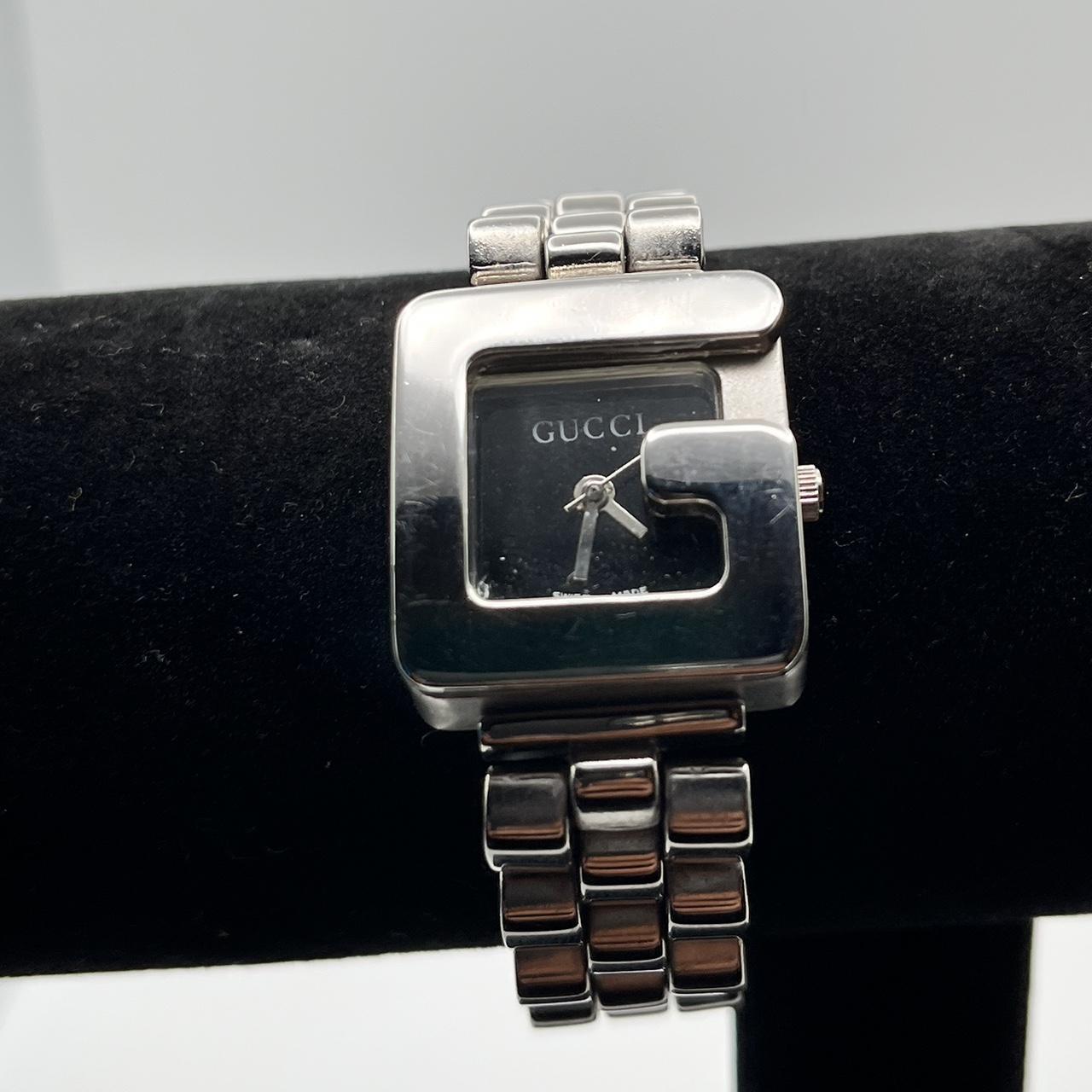 Gucci Men's Silver and Black Watch Depop