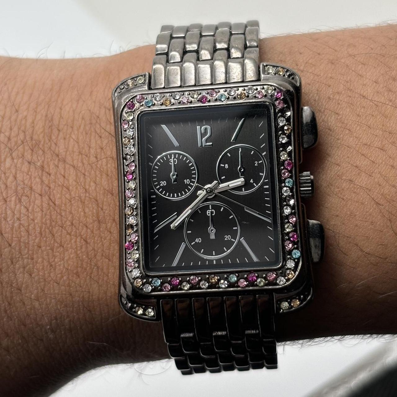 Michele black store diamond watch