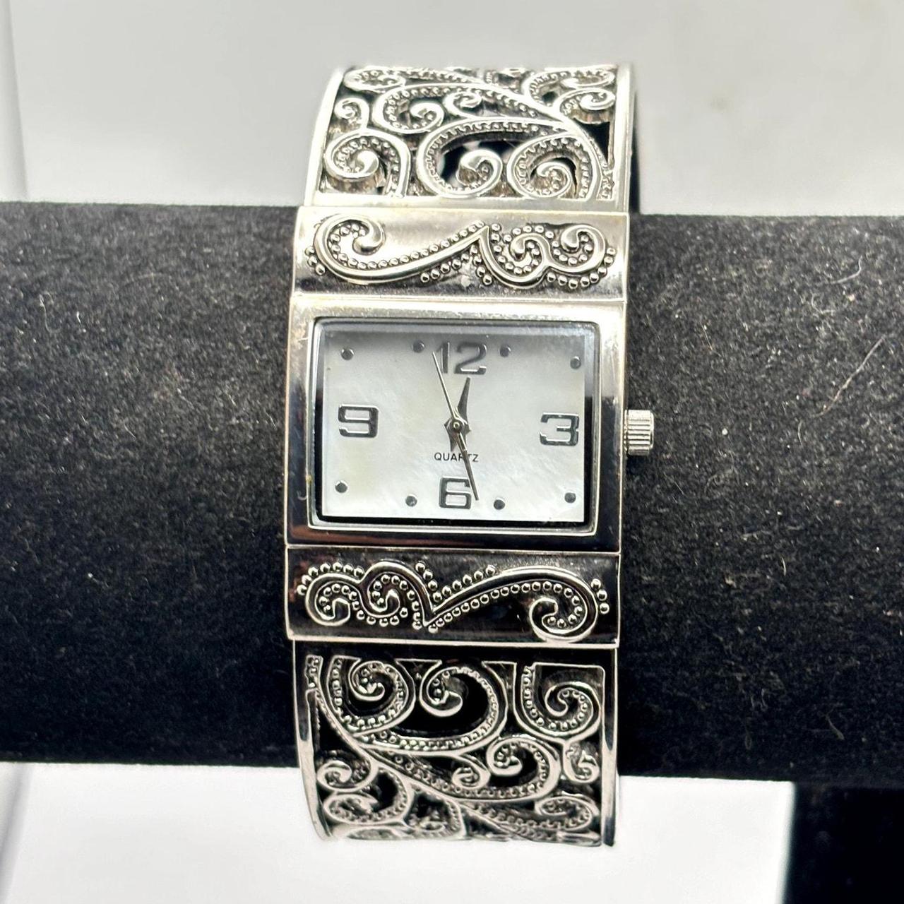 Y2k Silver Cuff Watch. Fully functional with brand... - Depop