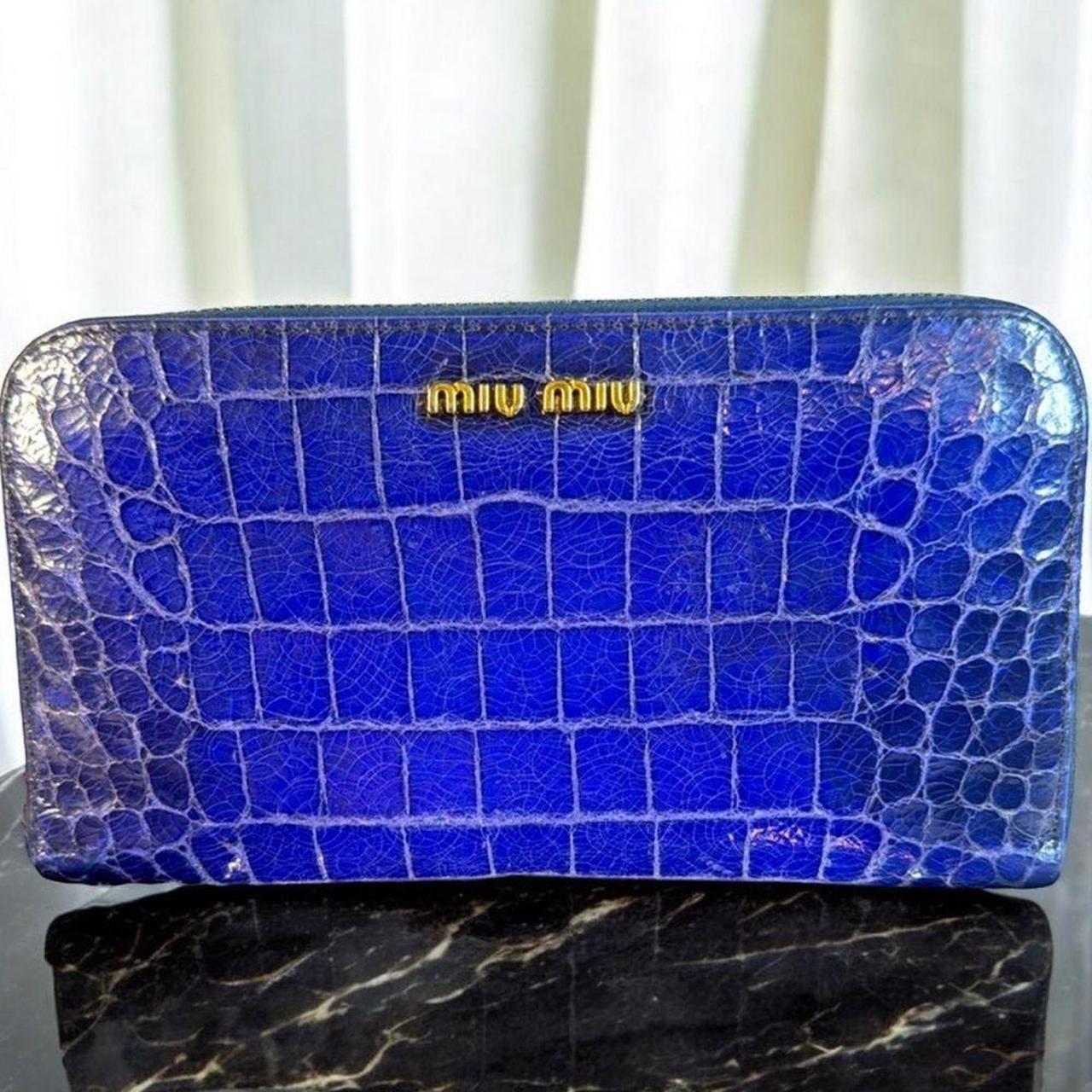 Miu Miu Women's Wallets - Blue – Miu Miu Croc Emb… - image 1