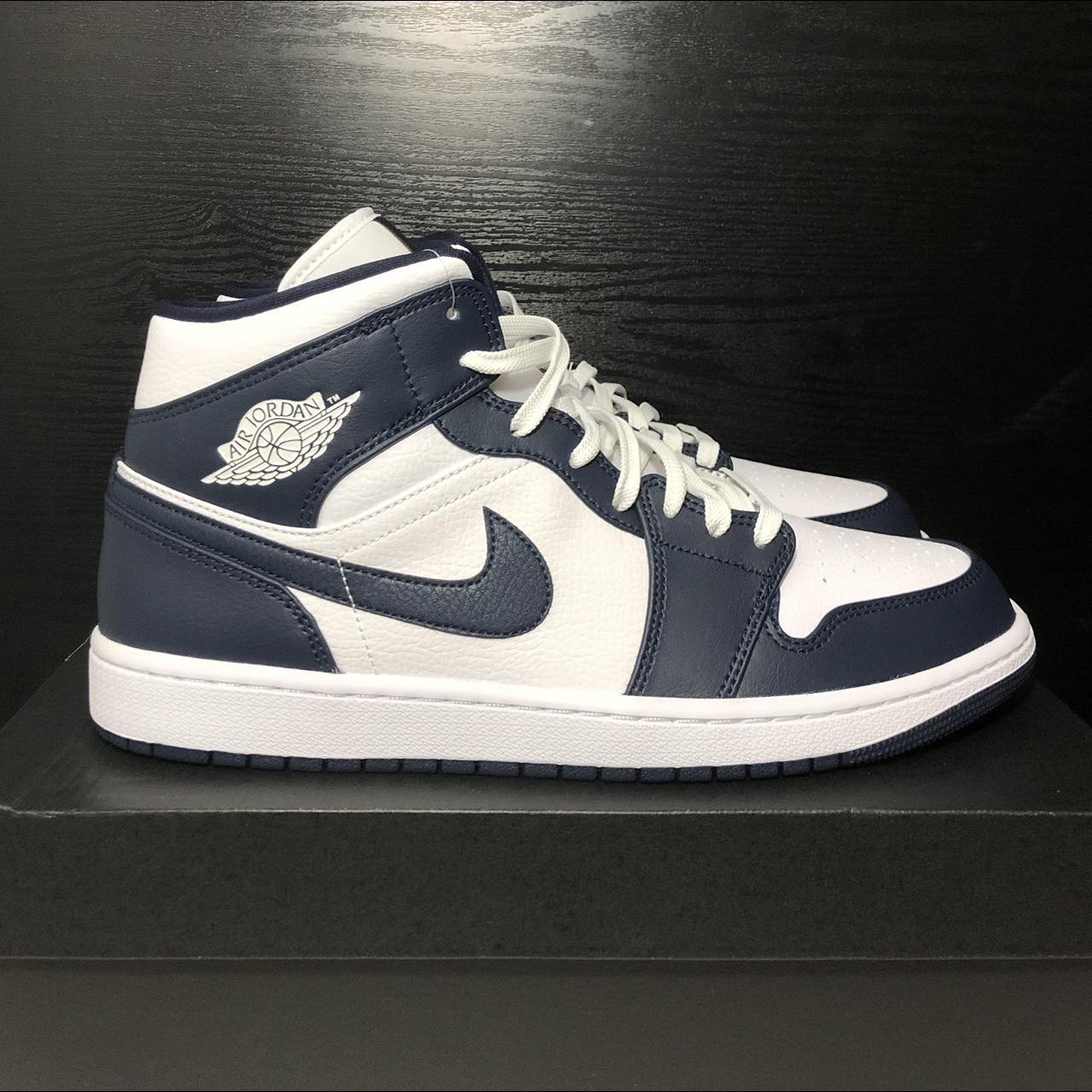 Jordan Men's White and Blue Trainers | Depop