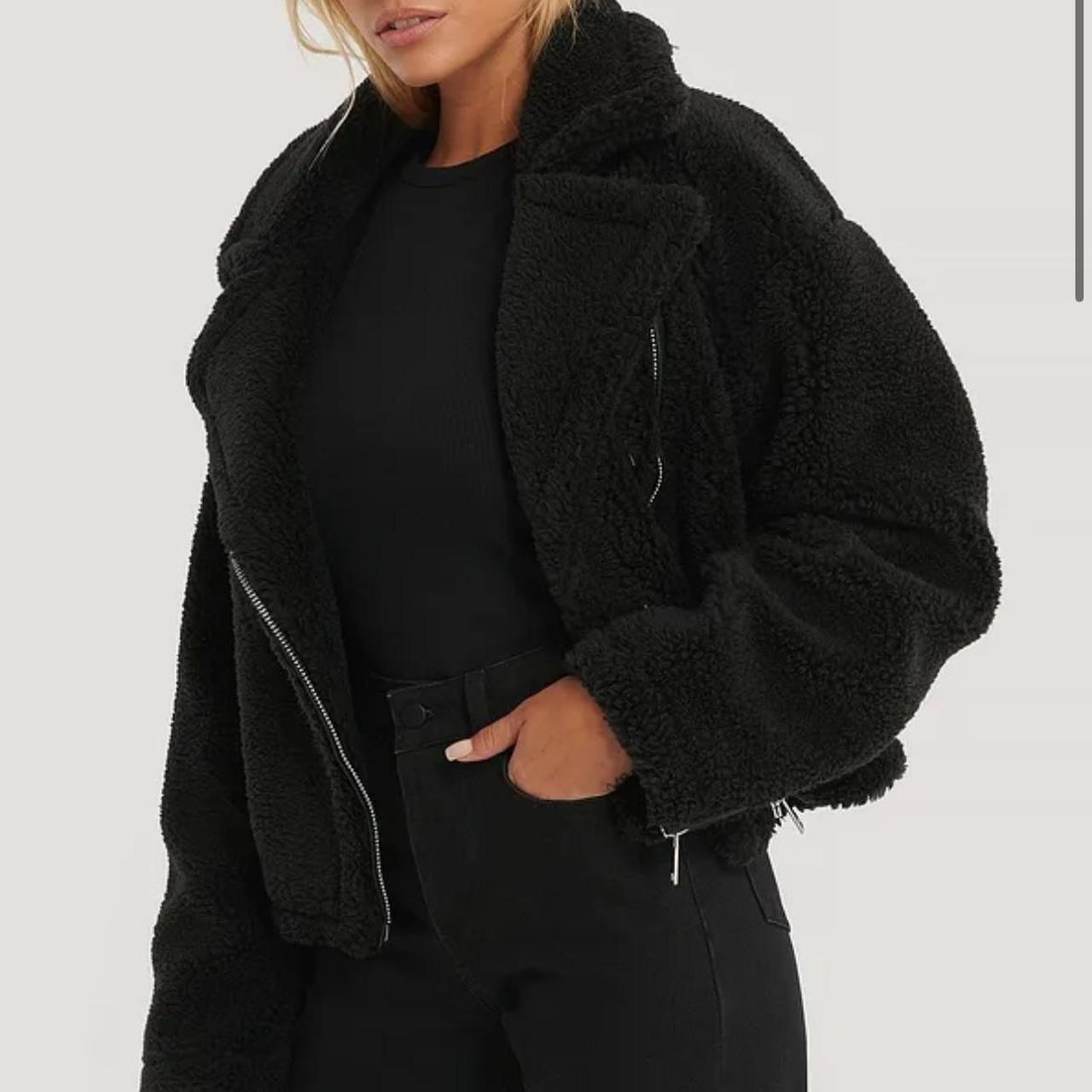 Na-kd Short Teddy Zipper Jacket size 36 Depop