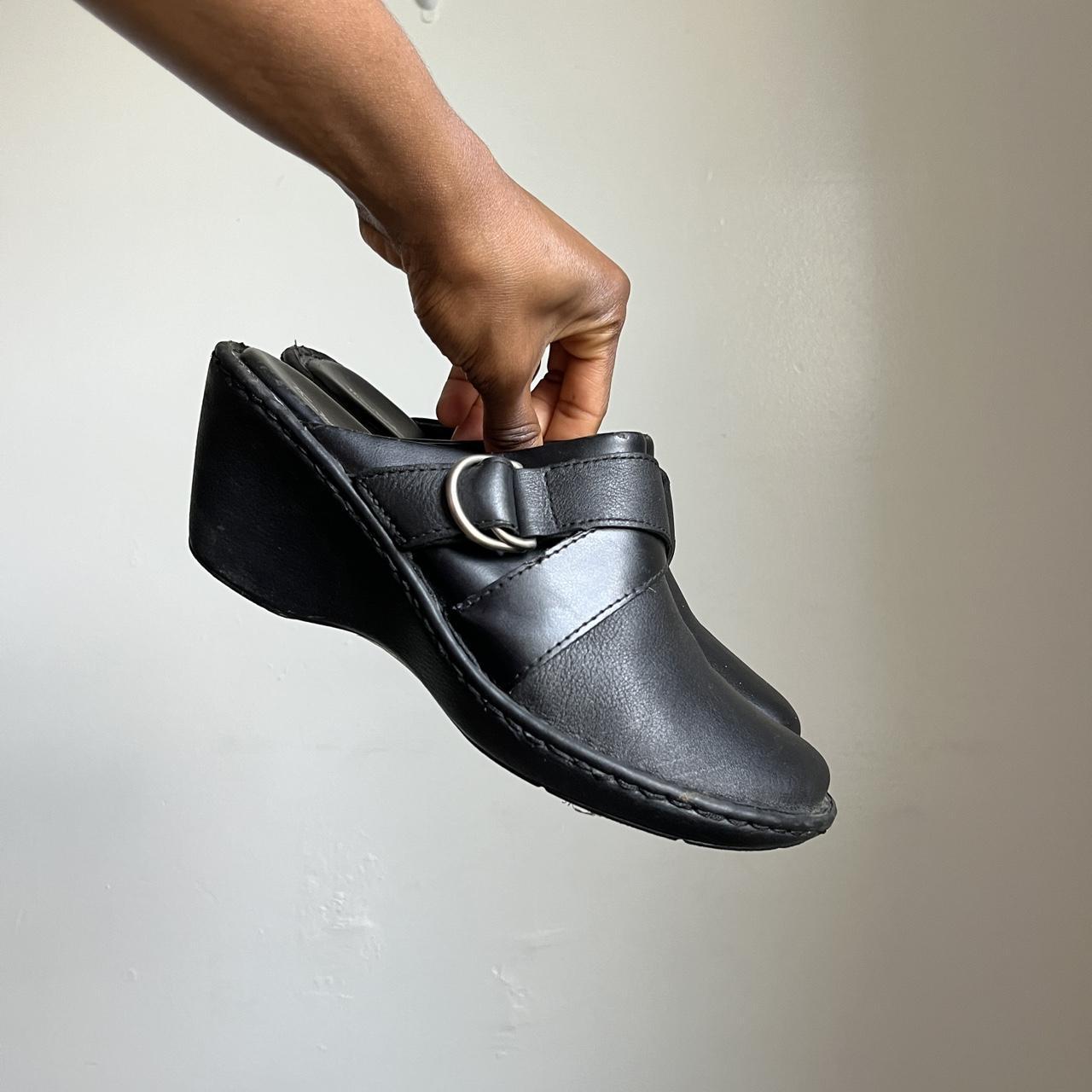 Vintage leather upper sandals with side buckles... Depop