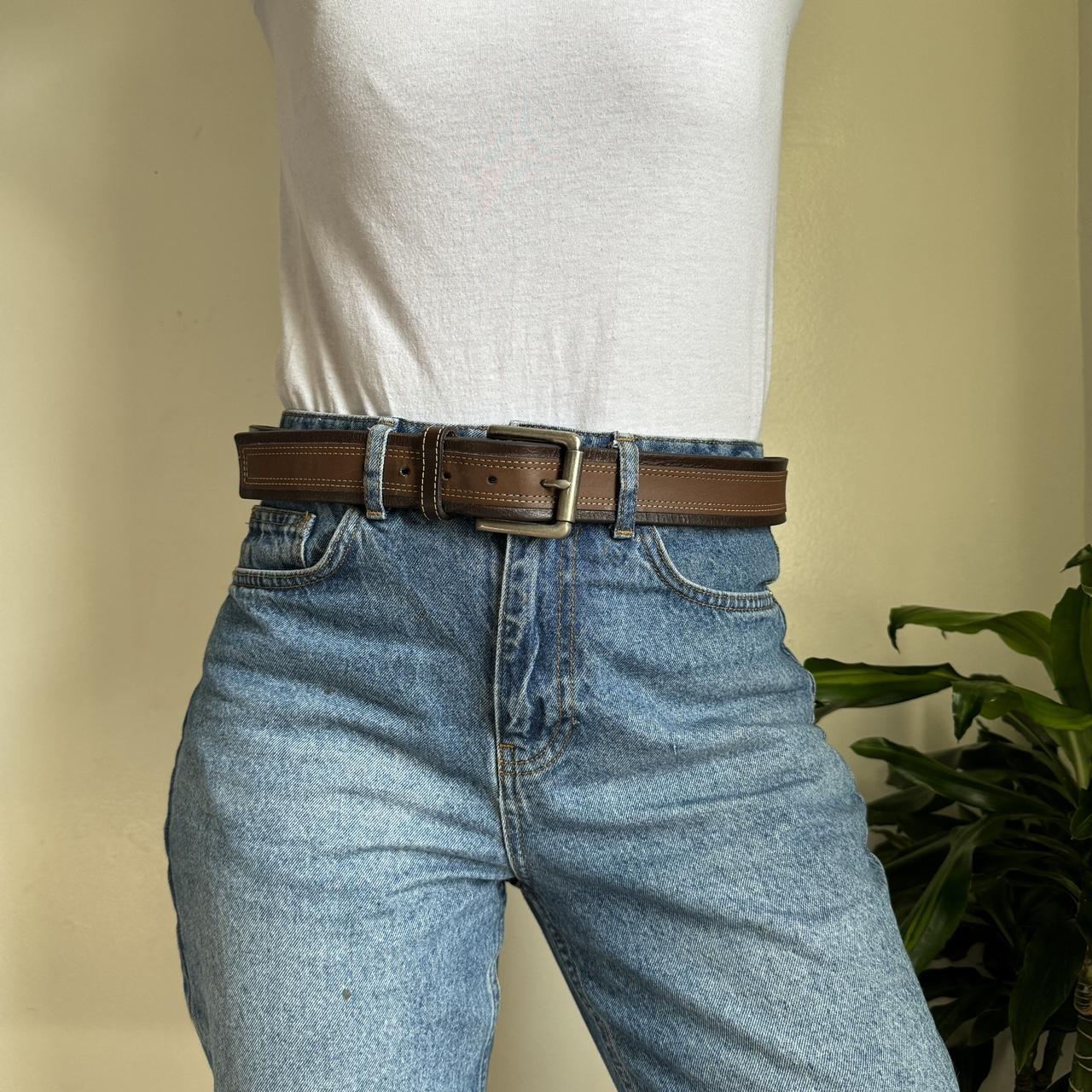 Vintage wrangler genuine Leather brown belt Size:... - Depop