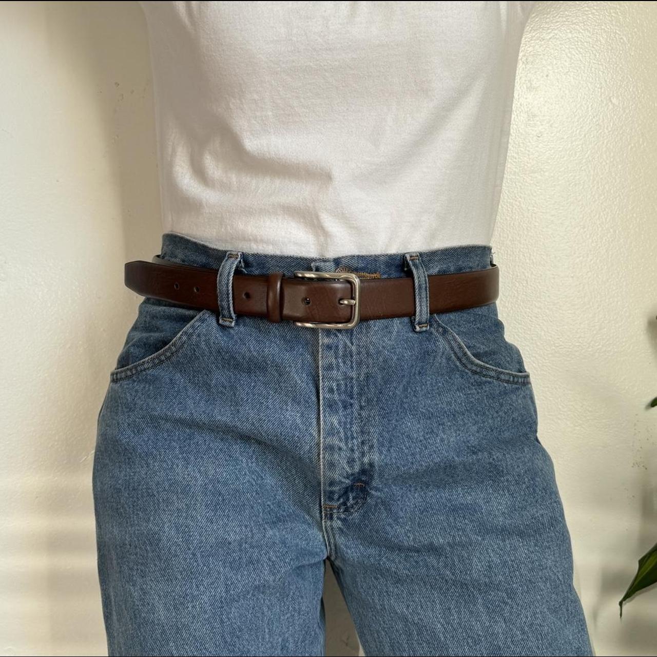 Vintage Classic brown Leather belt Size:... - Depop