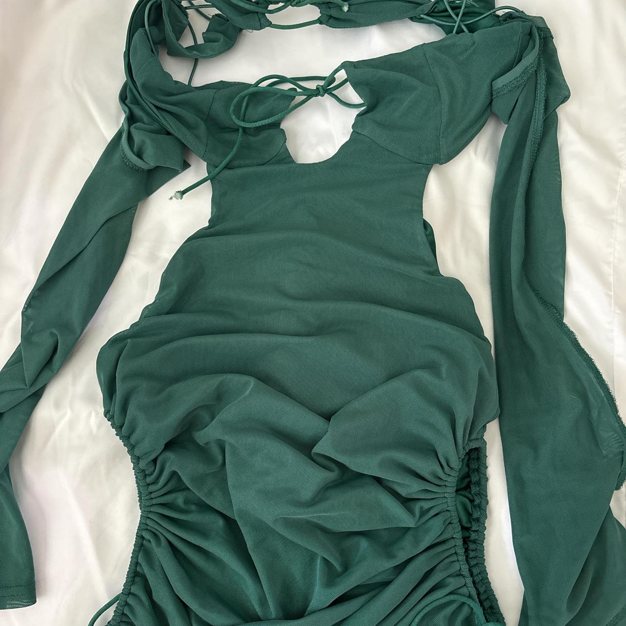 Outcast Clothing green cut out dress in size medium!... - Depop