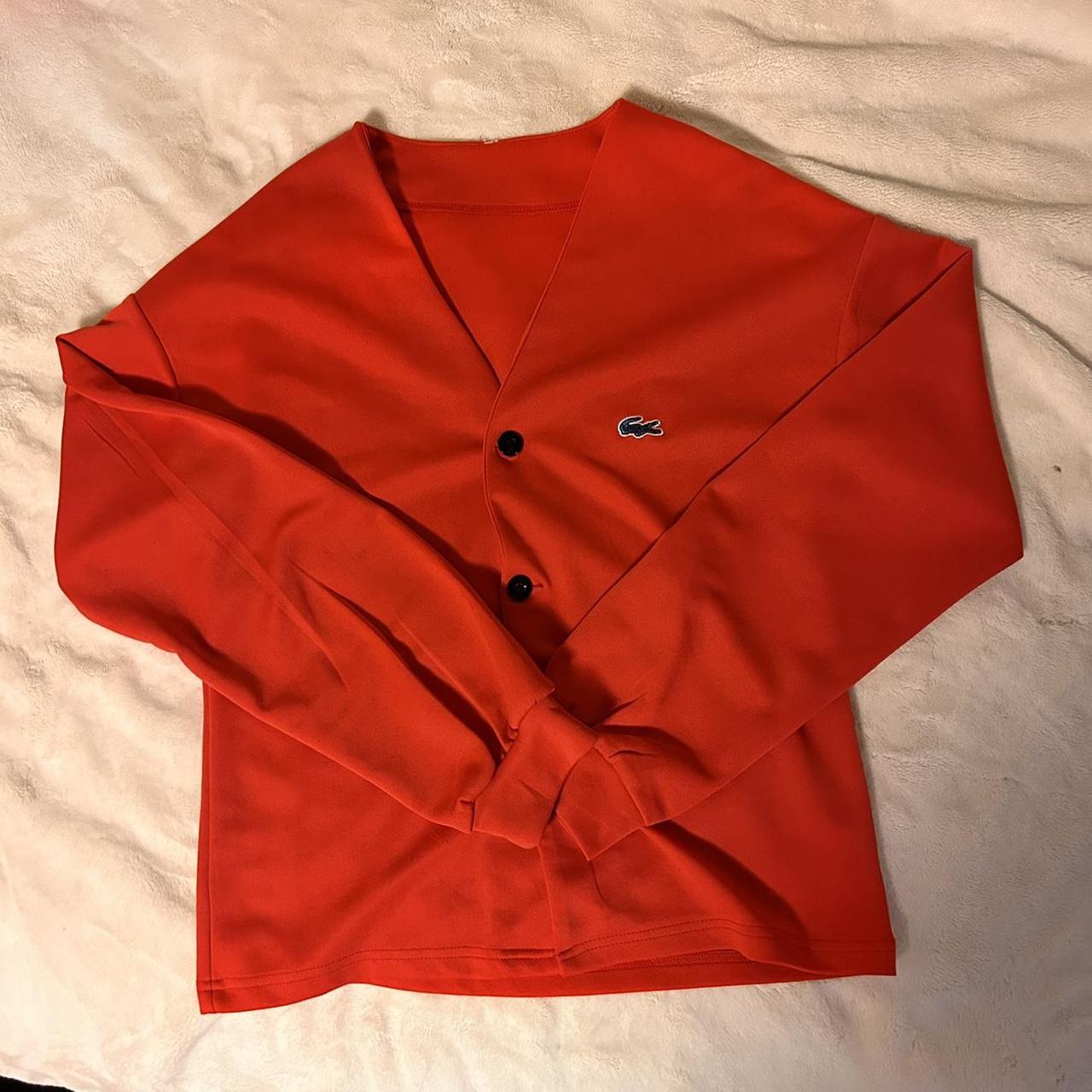 Red lacoste deals cardigan