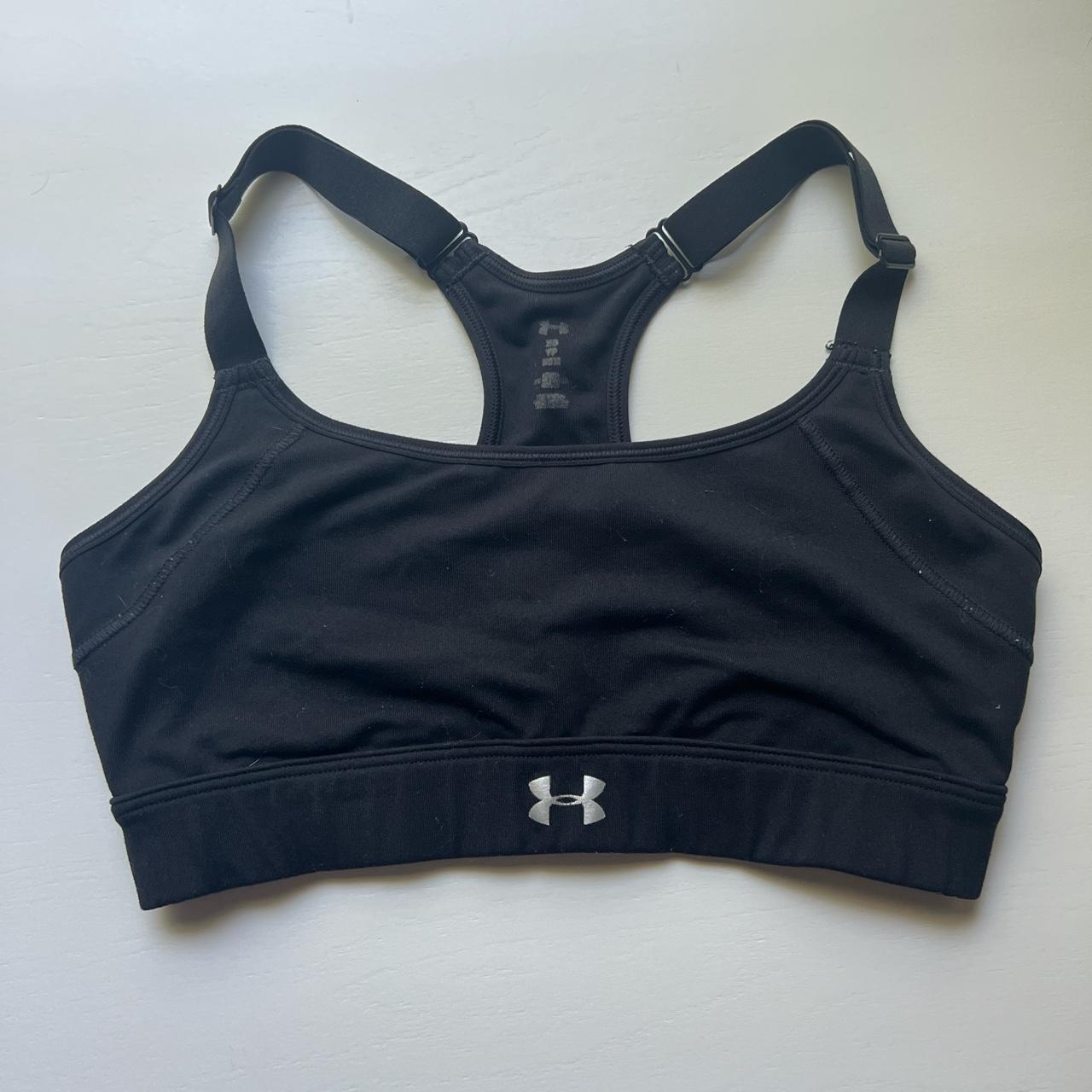 black under armor sports bra! barley worn great... - Depop