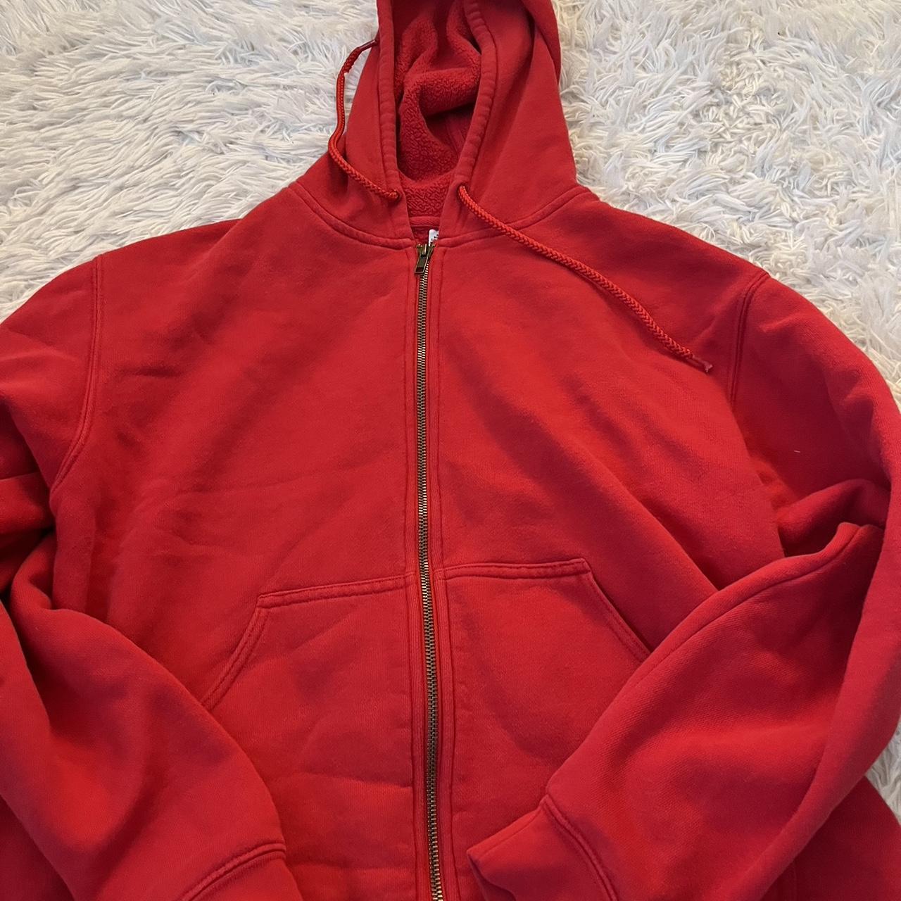Red zip hoodie #brandymellville - Depop