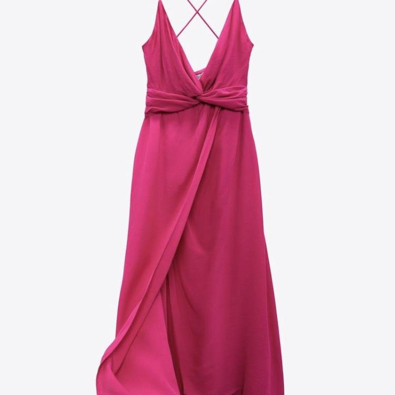 Desired  Pink Maternity Cami Strap Knot Ruched Midi - Depop