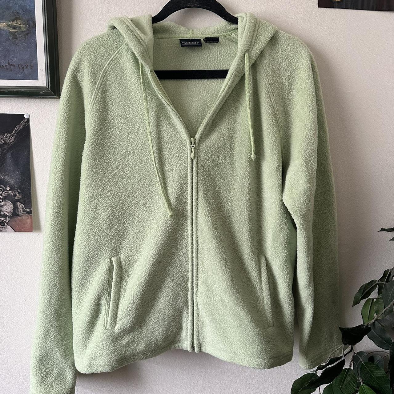 sage green zipup hoodie super fuzzy & soft, great... Depop