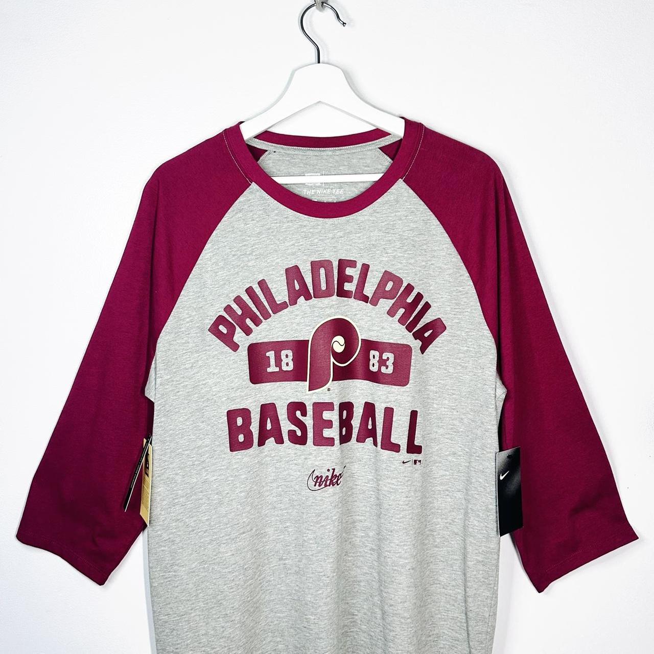 Men's Nike Gray Philadelphia Phillies 3/4-Sleeve Raglan T-Shirt