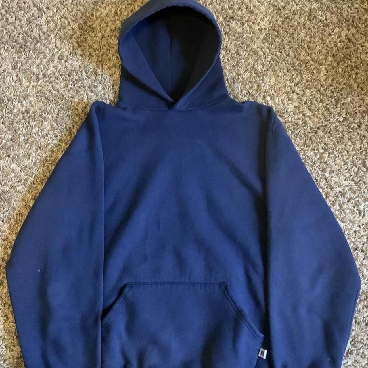 Navy-ish Blue Vintage Russel Athletic Hoodie any... - Depop