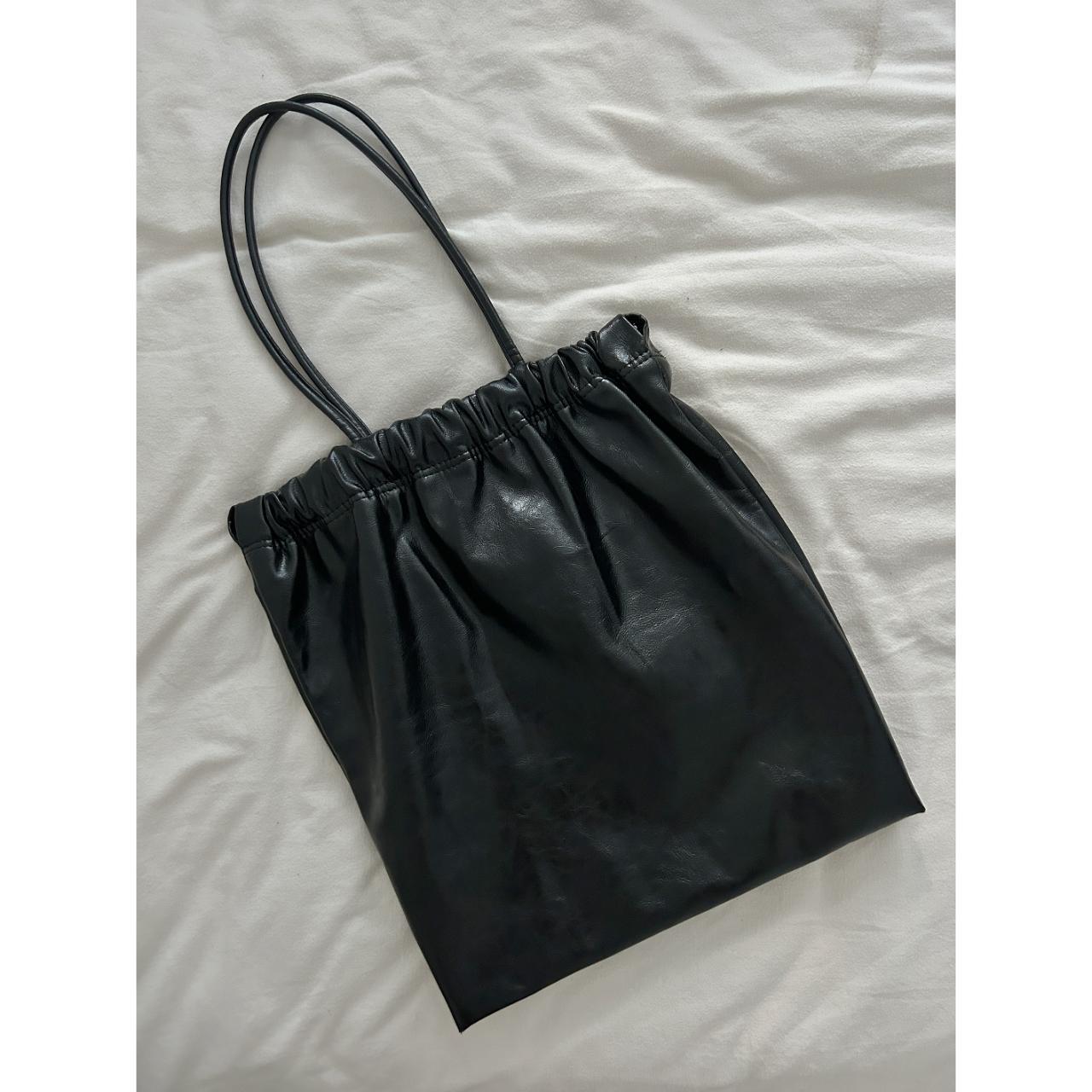 Zara Black tote bag Features: Black leather tote... - Depop